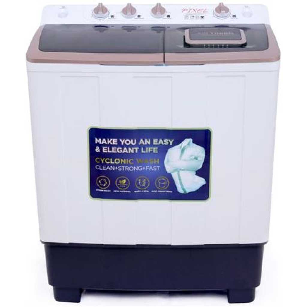 Pixel 10Kg Twin Tub Washing Machine – White, Gold