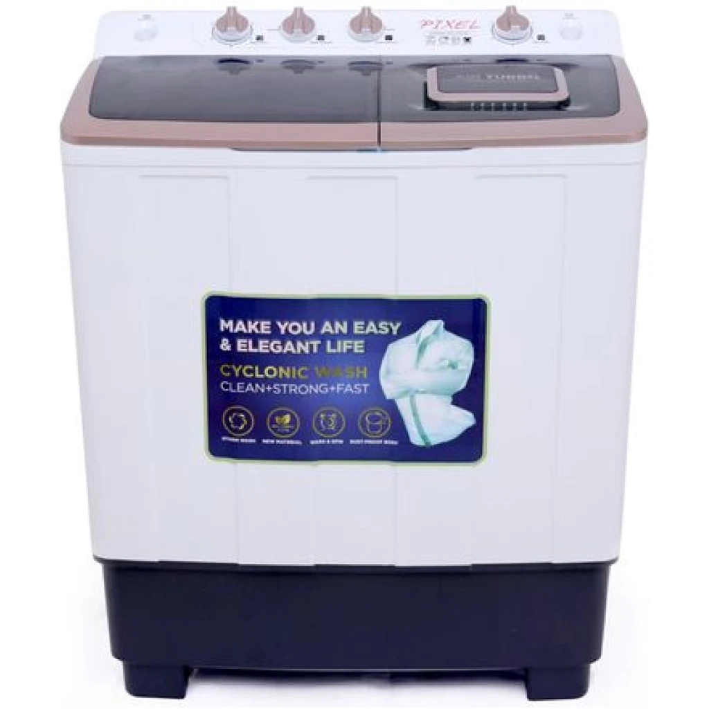 Pixel 10Kg Twin Tub Washing Machine – White, Gold