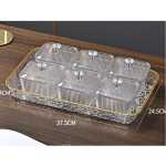 1 Serving Tray 6 Bowls with Lid Fruit Plate Serving Dishes 6 Removable Serving Bowl Appetizer Condiment Server for Dessert Snacks Chips Kitchen Relish Tray Platters - Clear
