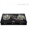 Winningstar Deluxe 3-Burner Glass Gas Stove with Electronic Ignition Split Furnace Frame VDE Plug- Black