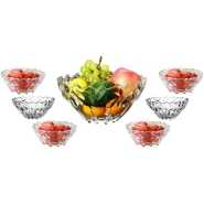 DELISOGA 7 Piece Crystal Glass Bowl Set Decorative Fruit Bowl Set Fruit Trifle Crystal Cut Effect Salad Ice Cream Guests Serving Bowls Glass Dessert Sundae Glasses Prawn Cocktail Appetizer Serving