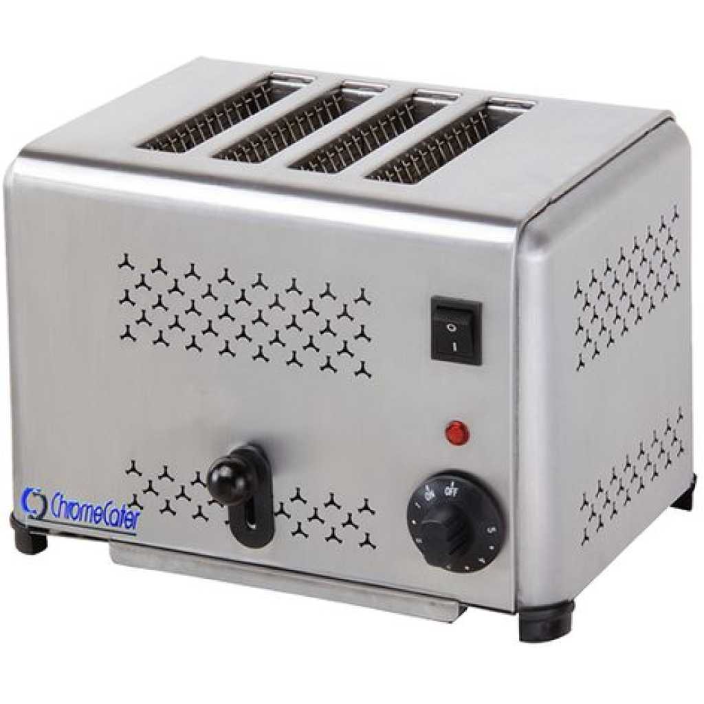 Commercial Automatic Electric Pop Up Bread Toaster 4 Slicer Stainless Steel 5 Gears 4 Slot Electric Toast Oven Household Breakfast Helper - Silver