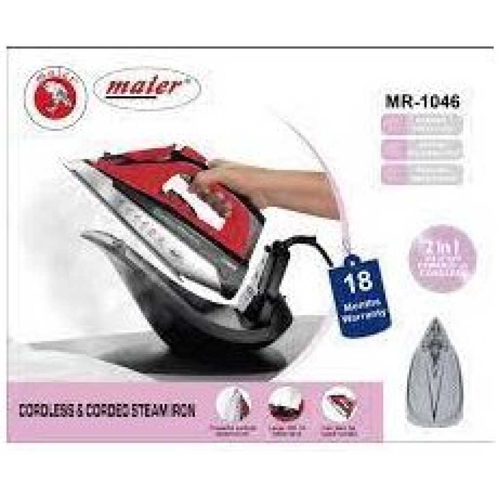 Maier 2 In 1 Cordless or Corded Hand Held Anti-Drip Ceramic Hybrid Clothes Steam Iron with Vertical Steam and Auto-Off Function- Multicolor