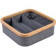 Bamboo Rim Canvas Fabric Storage Box Wardrobe Organiser Drawer Divider 3 Divider Storage Basket