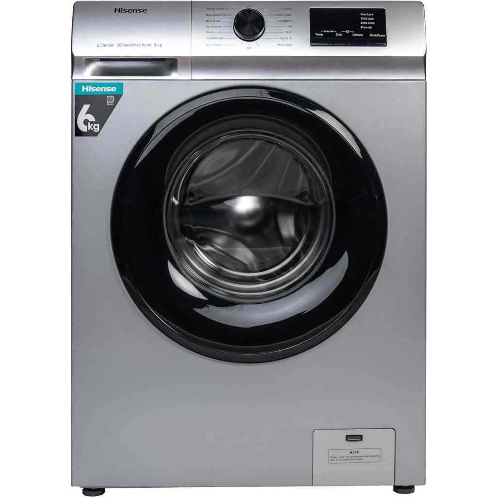 Hisense 6kg Front Loading Washing Machine 1000 RPM Free Standing Model WFVB6010MS - Grey