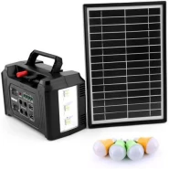 Geepas GPS5593 Power Caster - 7000mAh Rechargeable Battery 4 Pcs Led Bulbs with Solar Panel | Perfect emergency backup for Home, Travel, Camping & More