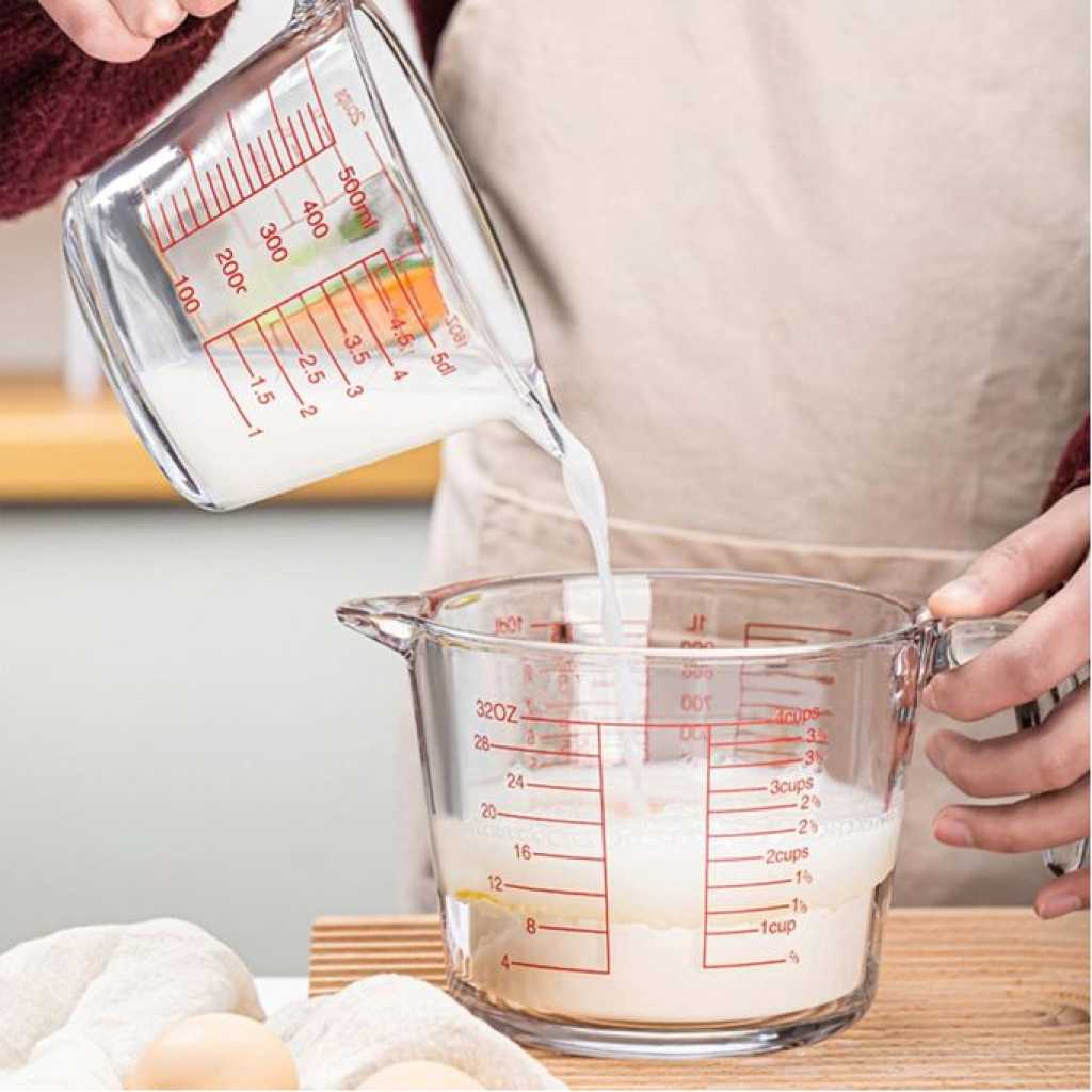 350ml Glass Measuring Cup, 1 1/3-Cup Tempered Glass Liquid Measuring Cups, 12oz With Handle And 3 Scales (OZ, Cup, ML), Transparant, Dishwasher, Freezer, Microwave, And Preheated Oven Safe