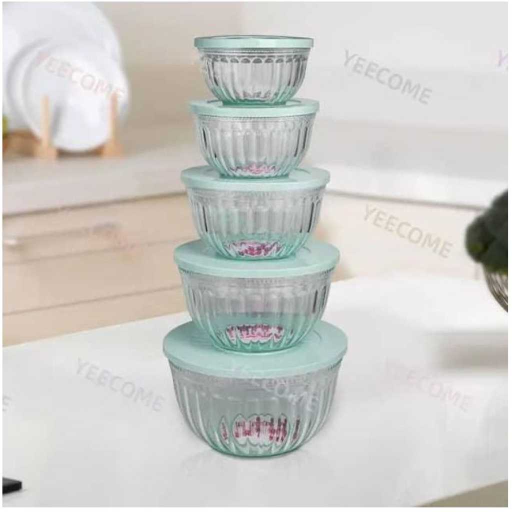 5 Pieces Of Clear Plastic Salad Bowls with Airtight Lids, Disposable To Go Salad Containers for Lunch, Meal, Party, BPA Free Clear Mixing Bowls for Acai, Green Salads, Fruits, Nut