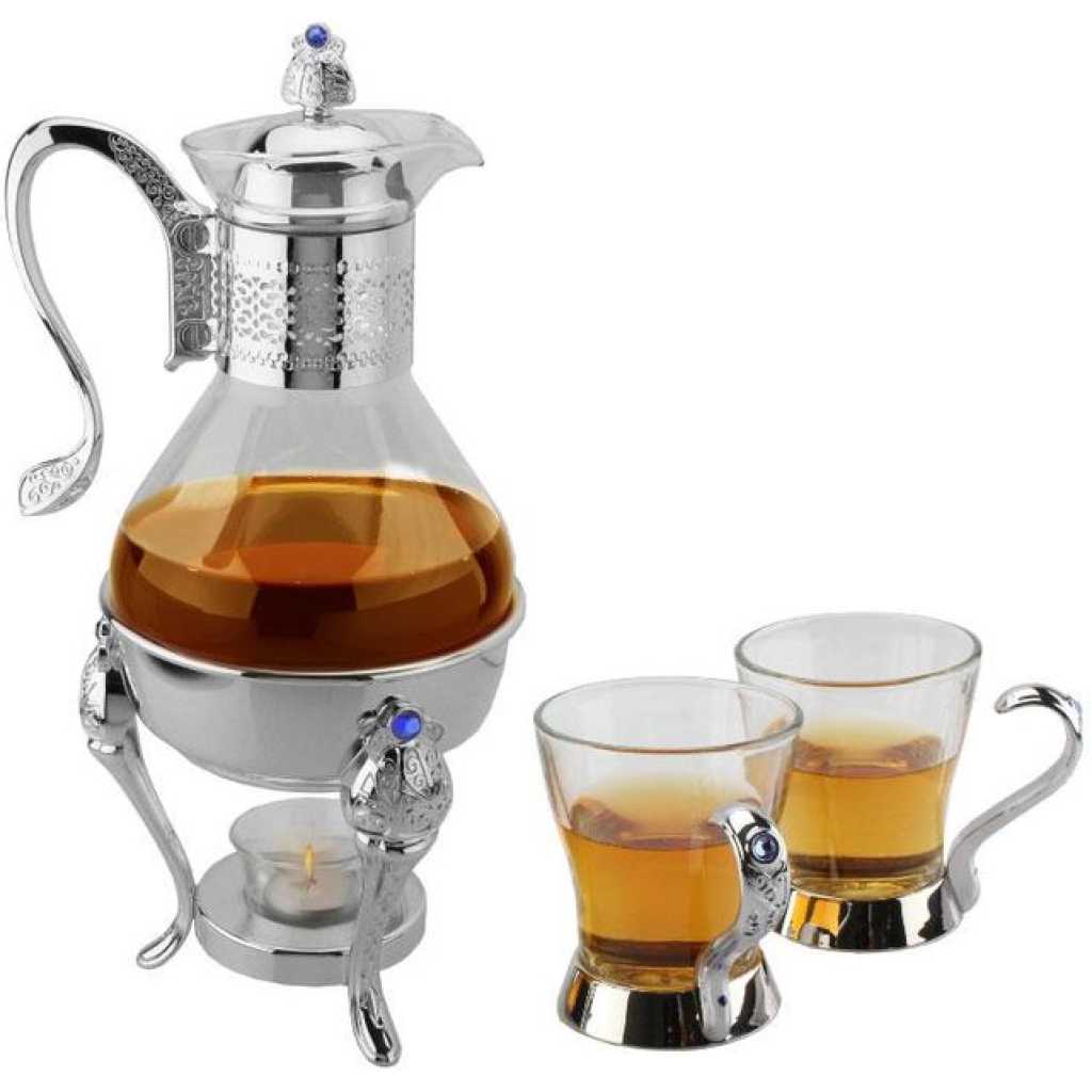 Regent Ovation Deluxe Stainless Steel Coffee/Tea Warmer - 6 Cups, Glass Teapot, Candle Holder Warmer