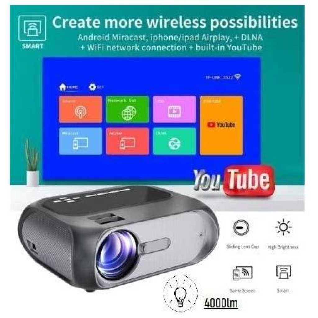 Borrego T7 HD 1080P Smart Home Theater Projector Multimedia Multi-Screen Interactive (7000 lm) Portable Projector- Multicolor