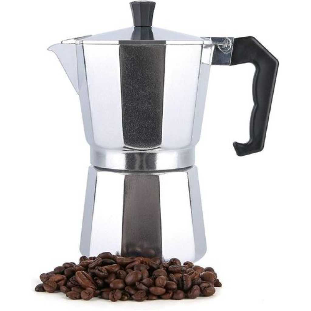 Moka Express Iconic Stovetop Espresso Maker, Makes Real Italian Coffee, Moka Pot 9 Cups (14 Oz - 420 Ml), Aluminium, Silver