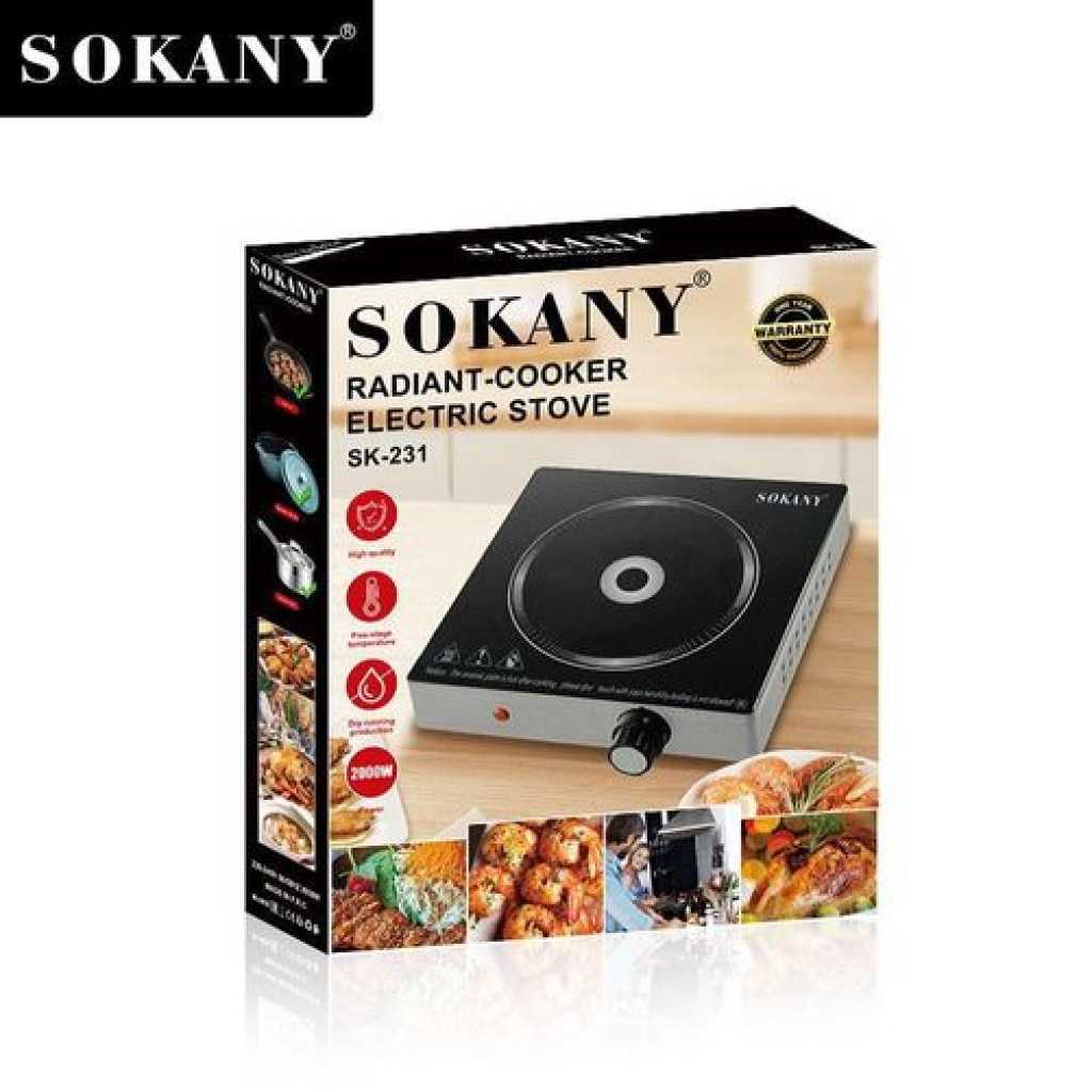 Sokany Single Burner Energy Saving Radiant Electric Countertop Infrared Cooker Induction Stove- Grey