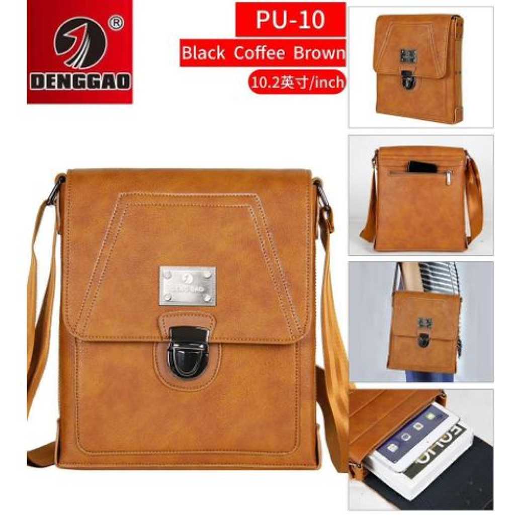 DENGGAO 10.2 Inch Leather Messenger Crossbody Shoulder Bag For Men Work Business Casual Adjustable Straps- Multicolor