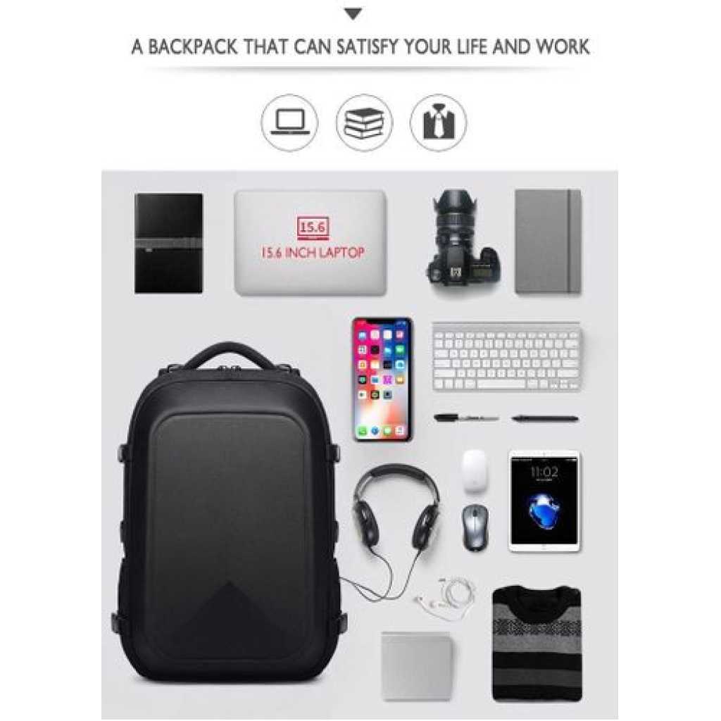 New Men's Business Multifunctional USB Charging Laptop Backpack Water-Repellent Travel School Bag- Multicolor