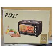 Pixel 38 Litres Oven With Two Hot Plates Rotisserie - Black