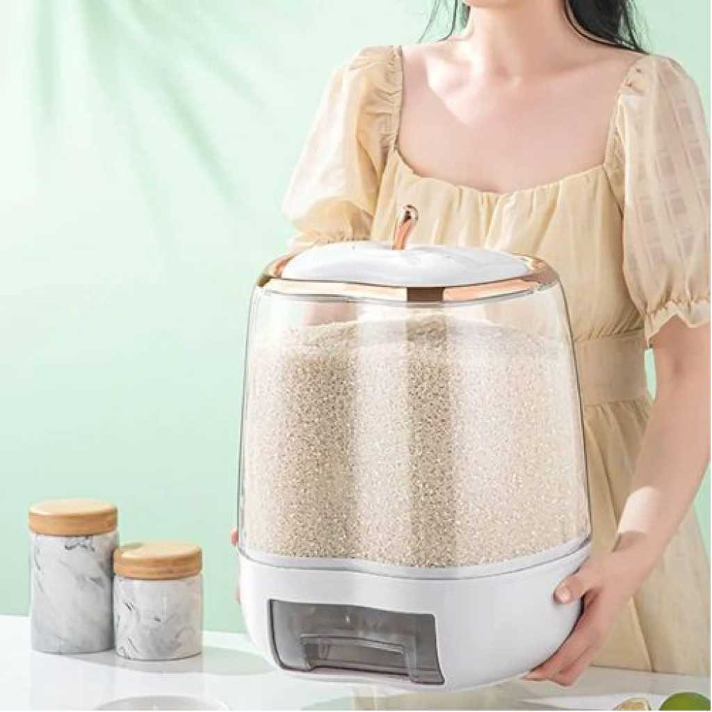 10KG Apple-Shaped Airtight Rice Bucket Sealed Moisture-proof Flour Container Grain Dry Food Dispenser Storage Box Coffee Beans, Insect Repellent, Moisture-proof, Slim, Storage Tank, Kitchen Storage, Rainy Season Protection