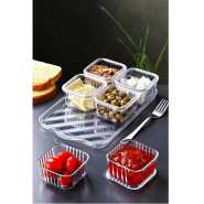 1 Serving Tray 6 Bowls with Lid Fruit Plate Serving Dishes 6 Removable Serving Bowl Appetizer Condiment Server for Dessert Snacks Chips Kitchen Relish Tray Platters - Clear