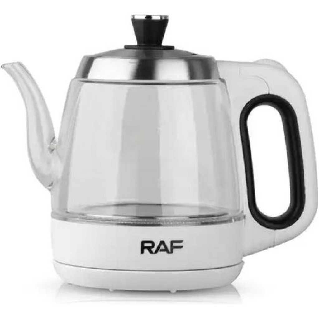 RAF 1.2L Electric Glass Kettle Heat Resistant Boiling Ceramic Glass Kettle Double Layer Protection Protative Glass Kettle 1350W- Multicolor