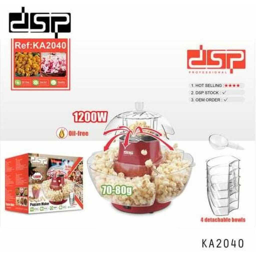 Dsp Popcorn Maker With Detachable Serving Bowls For Making 70 To 80 Grams Of Popcorn-Multicolour