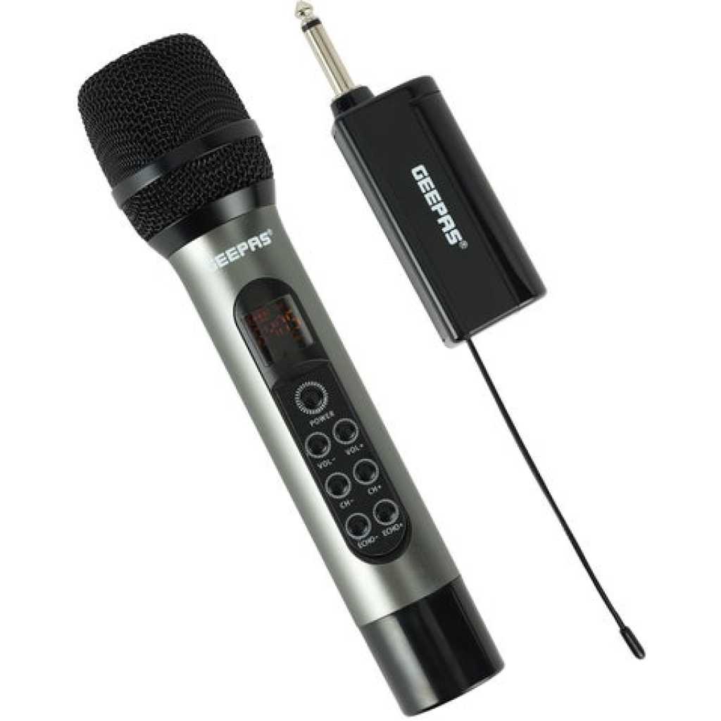 Geepas UHF Wireless Microphone- GMP15014 | High-Quality Sound and Low Noise, Improves Mobility and Flexibility| Select up to 30 Unique Frequencies, Effective Range 100 ft. , Perfect for Live Performers