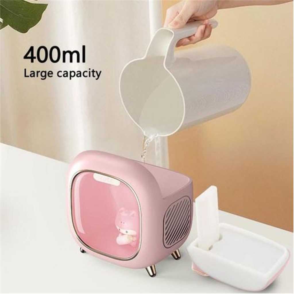 Wireless/USB Cute Double Nozzle Air Humidifier 500ml Home Air Humidifier With Colorful Night Light, Aroma Essential Oil Diffuser