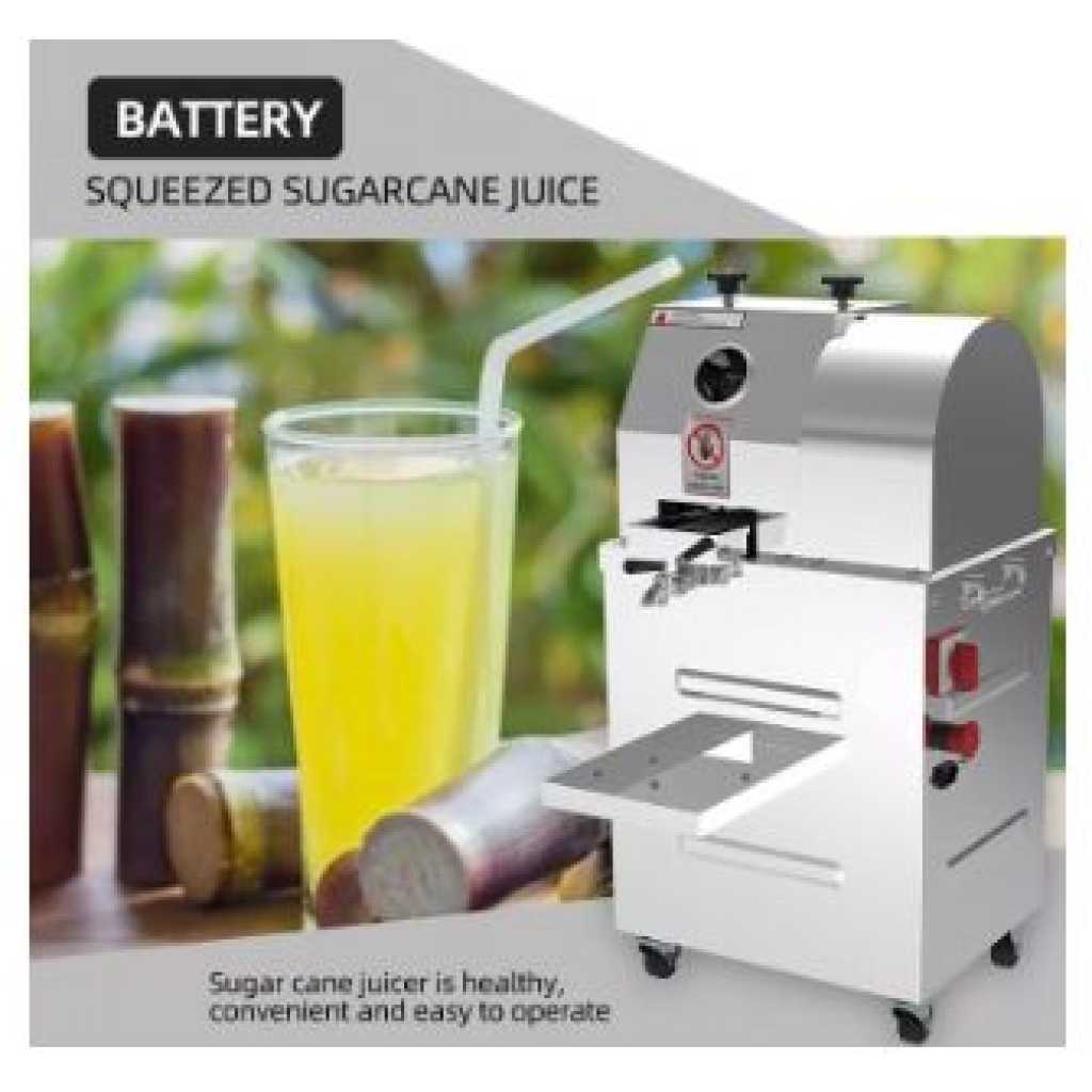 Automatic Electric Centrifugal Juicer Vertical Sugar Cane Press Machine 3-rollders Adjustable Cane-Juice Squeezer,Cane Crusher Extractor– Silver
