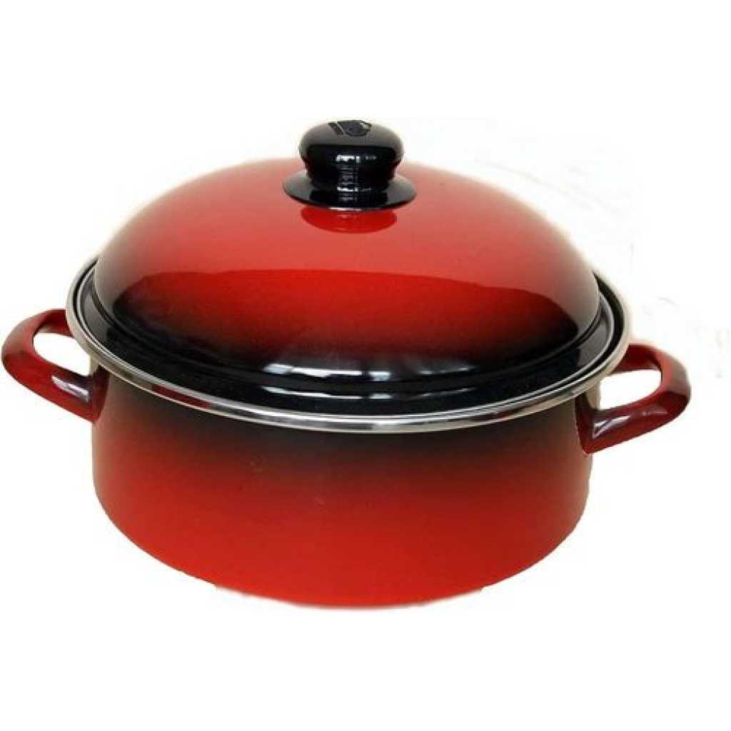 6 Piece Enamel Saucepans Cookware Set Suitable For Induction Coooker- Red/Black