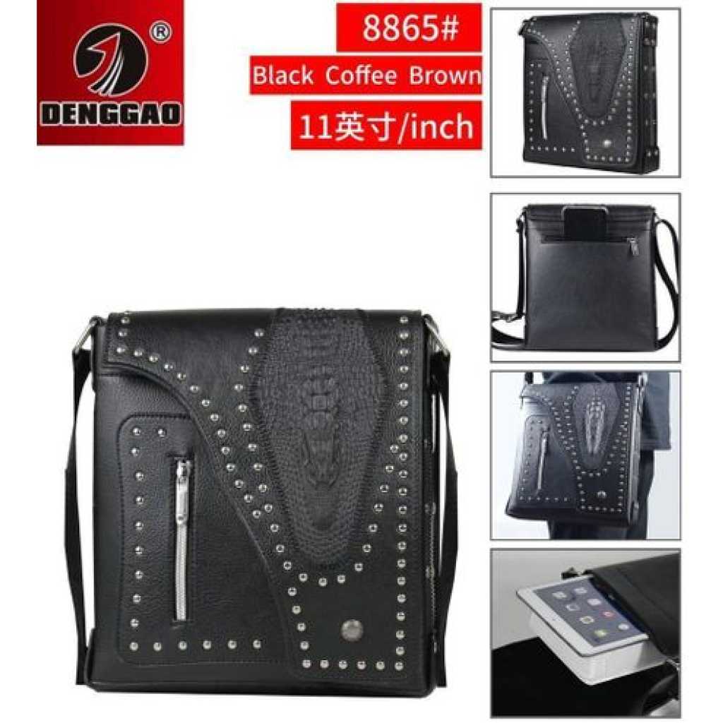 DENGGAO 11 Inch Shoulder Bag Men's Crossbody bag Leather Messenger Casual Handbags Side Satchel Sling Travel Flight Bags Cross Leather Sport Bags for Men And Women Working Shopping Business Travel Daily
