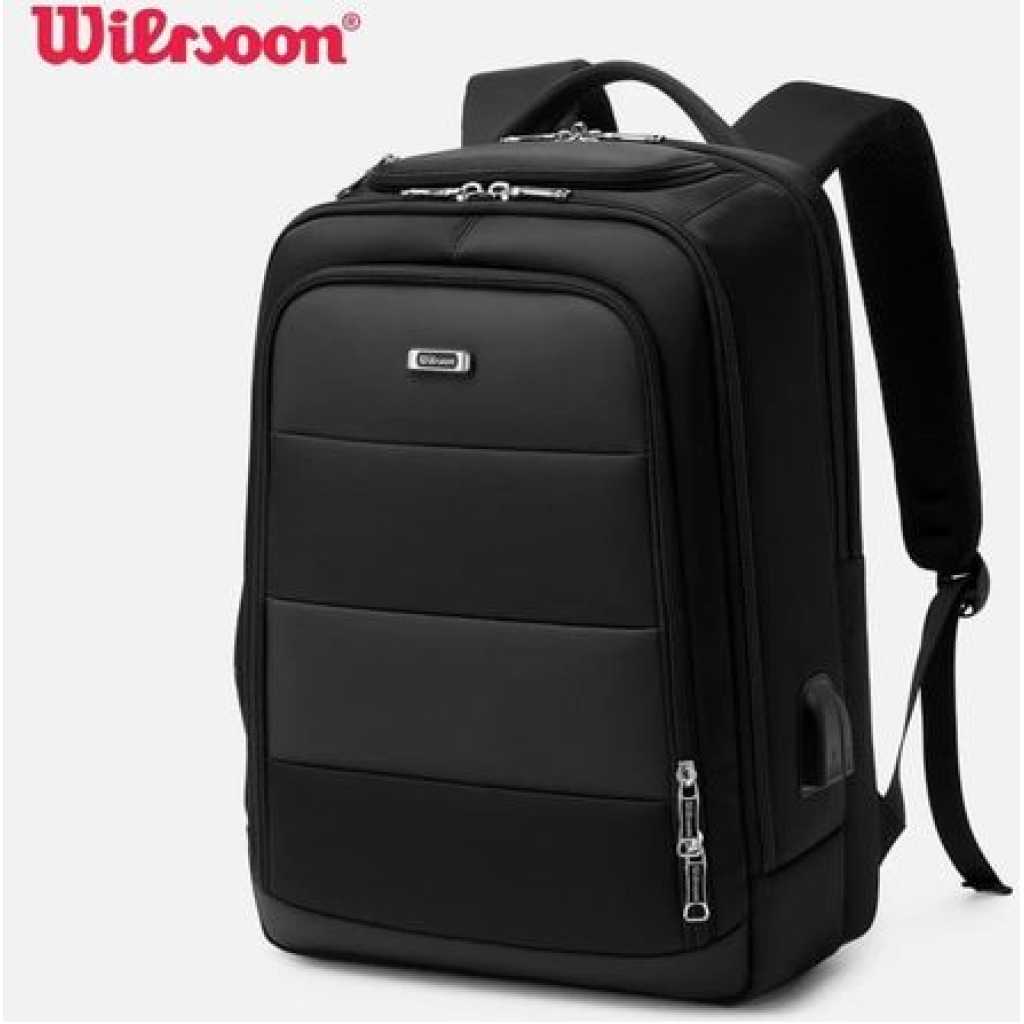 Wiersoon Backpack Laptop Waterproof 15.6 Inch Daily Work Business Backpack Men School back pack mochila Men's Backpack Female- Black