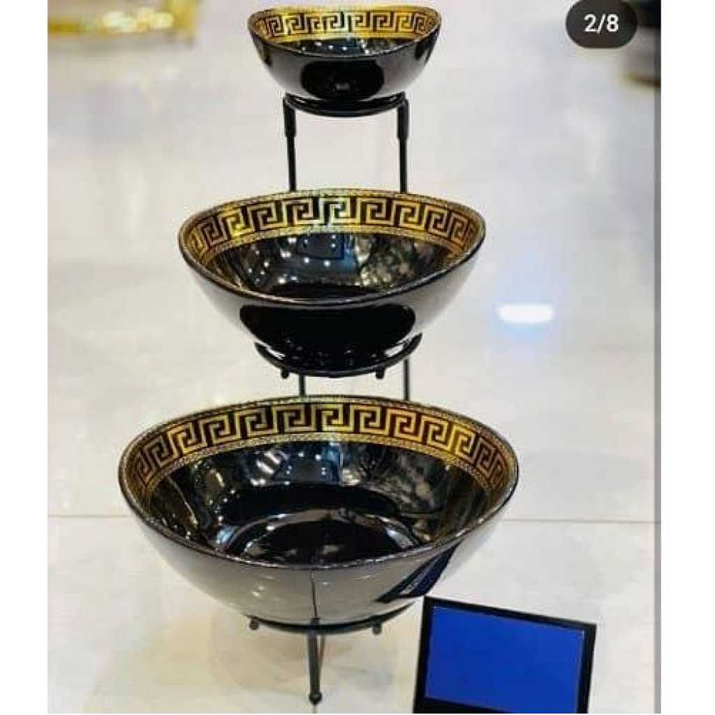 3 Tier Serving Bowl Set Three Tiered Serving Bowls Kitchen Food Display Dessert Presentation Stand Party Food Tray Set- Multicolor