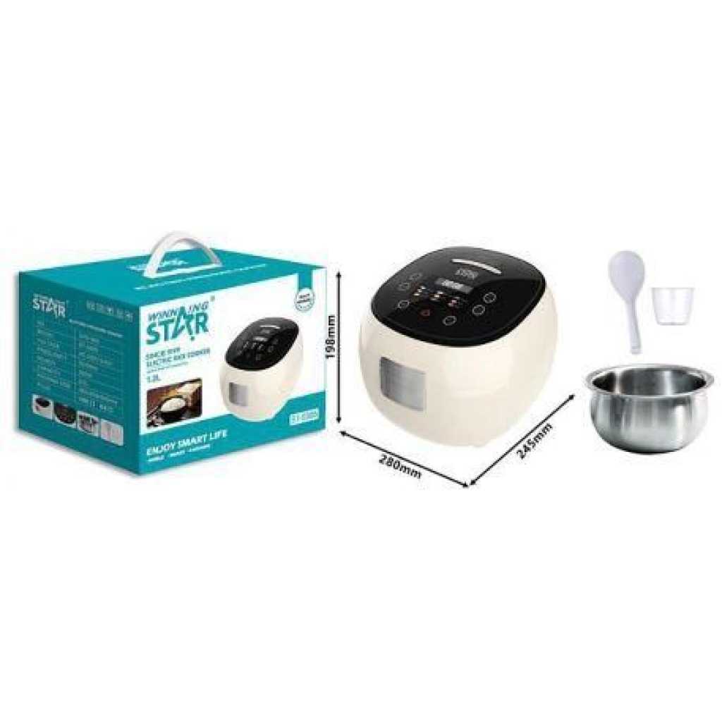 Winning star Electric Smart Rice Cooker Touch Operated Steamer Pot Of 1.2 Liters-Multicolour