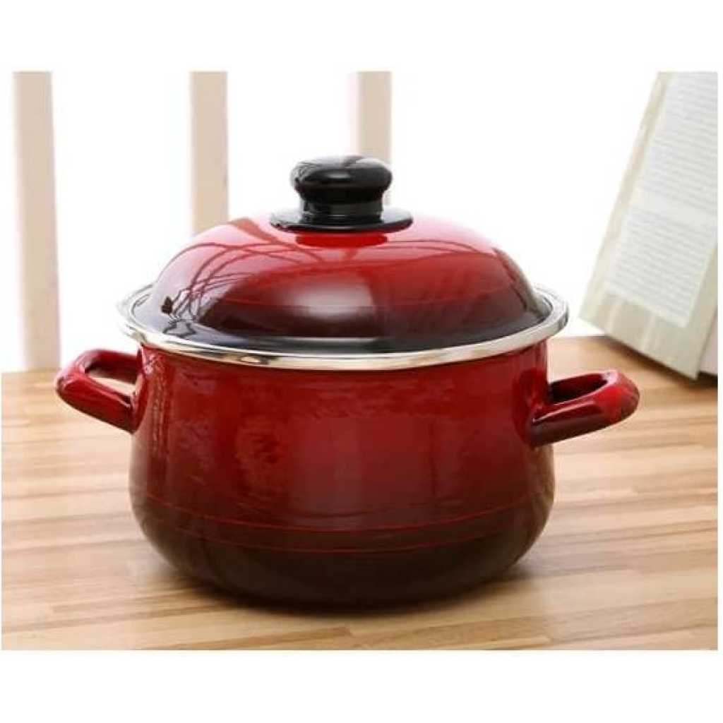 10 Piece Enamel Saucepans Cookware Set Suitable For Induction Coooker- Red/Black