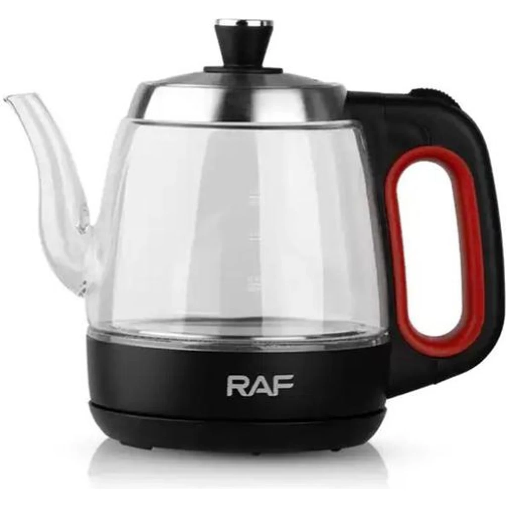 RAF 1.2L Electric Glass Kettle Heat Resistant Boiling Ceramic Glass Kettle Double Layer Protection Protative Glass Kettle 1350W- Multicolor