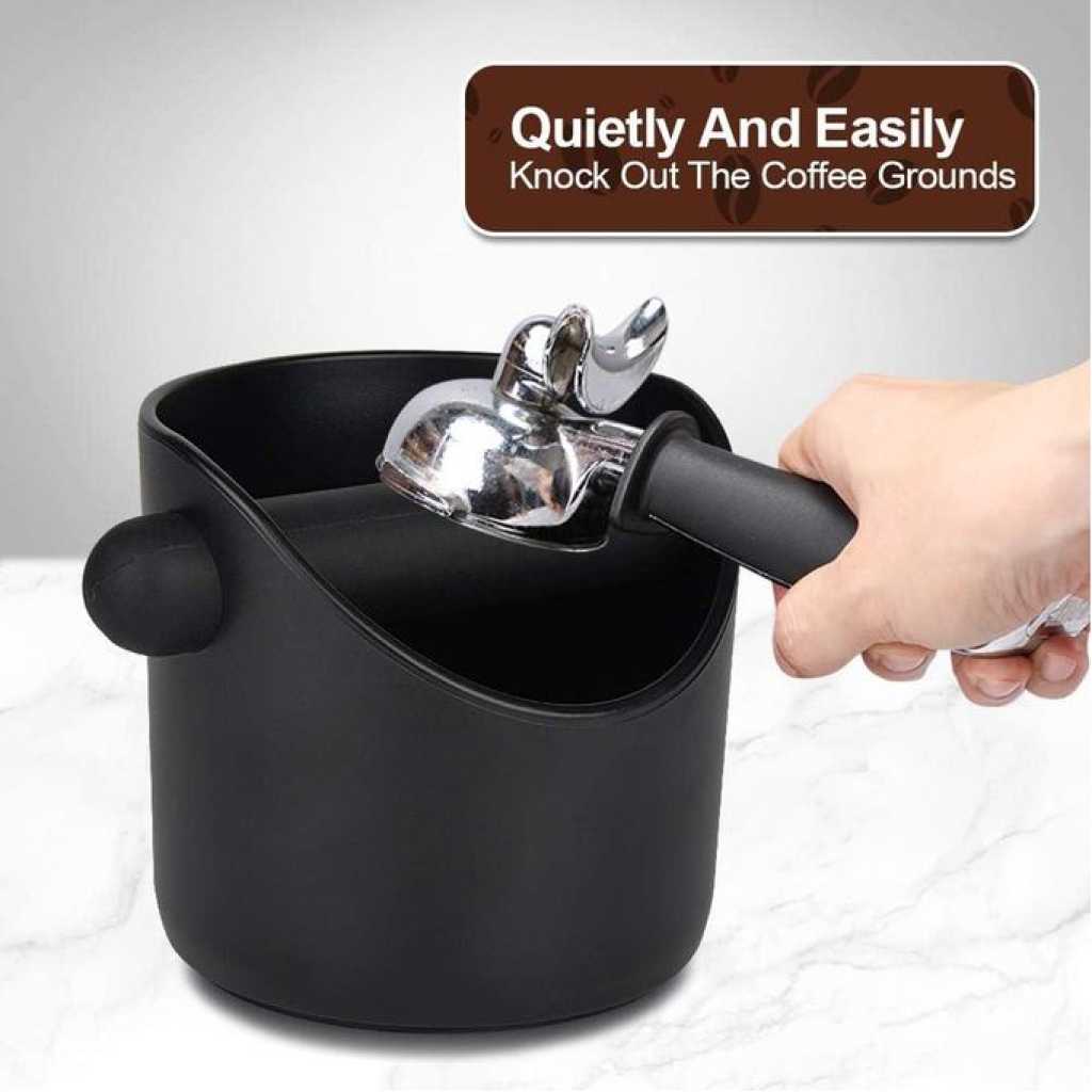 Espresso Knock Box, 4.4 Inch Coffee Knock Box Espresso Dump Bin For Coffee Grounds with Removable Knock Bar and Non-Slip Base Shock-Absorbent Durable Barista Style- Black