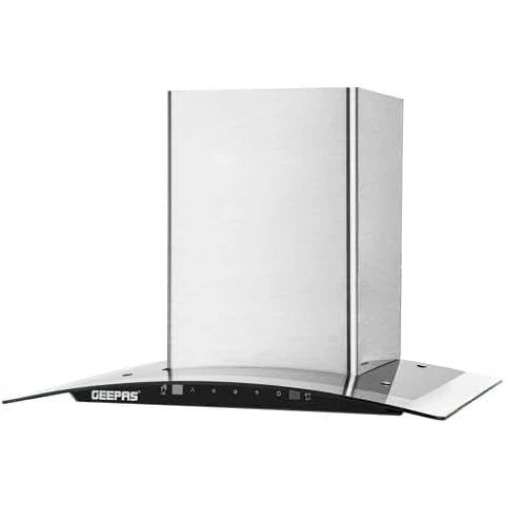GEEPAS 60CM Slim Cooker Hood With Charcoal Filter/ Chimney With 750 m3/Hour Suction, 3 Speeds, 2X1.5 Watts LED, Baffle Filter, 230 W Motor, Digital Touch Panel, Stainless Steel Finish Body 230 W GHD601GB White