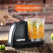 GEEPAS Multipurpose Chopper With Stainless Steel Blade And Bowl 100 W GMC42028 Black/Clear