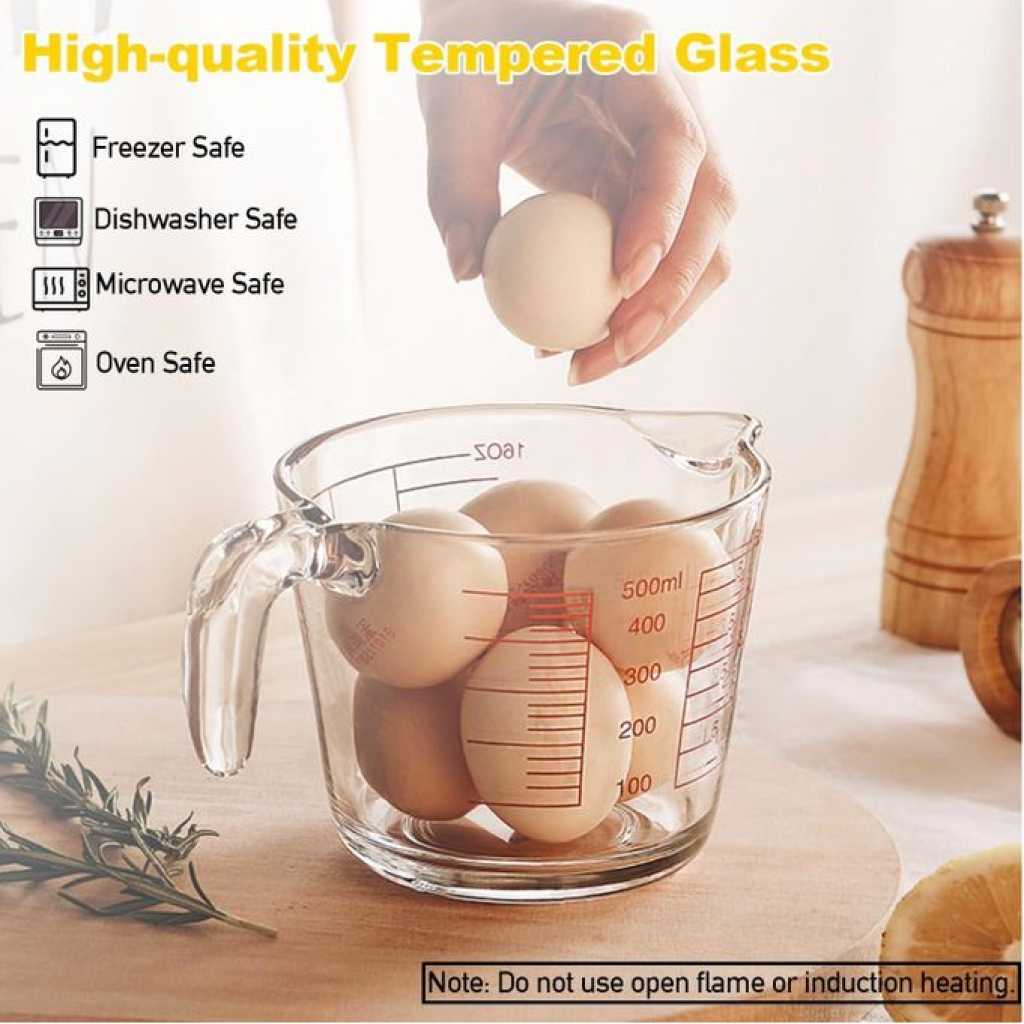 350ml Glass Measuring Cup, 1 1/3-Cup Tempered Glass Liquid Measuring Cups, 12oz With Handle And 3 Scales (OZ, Cup, ML), Transparant, Dishwasher, Freezer, Microwave, And Preheated Oven Safe
