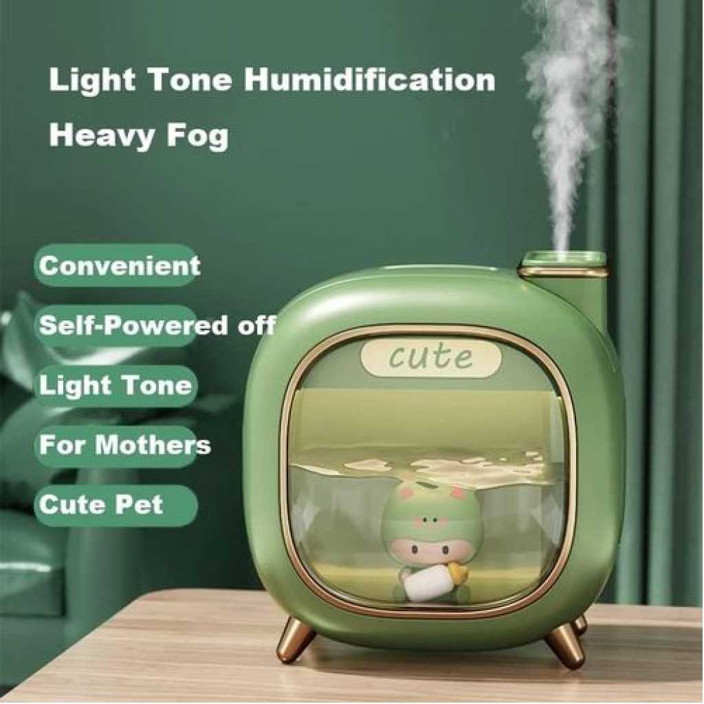 Wireless/USB Cute Double Nozzle Air Humidifier 500ml Home Air Humidifier With Colorful Night Light, Aroma Essential Oil Diffuser