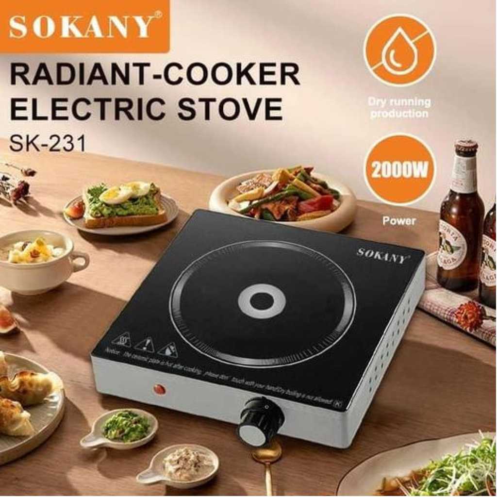 Sokany Single Burner Energy Saving Radiant Electric Countertop Infrared Cooker Induction Stove- Grey