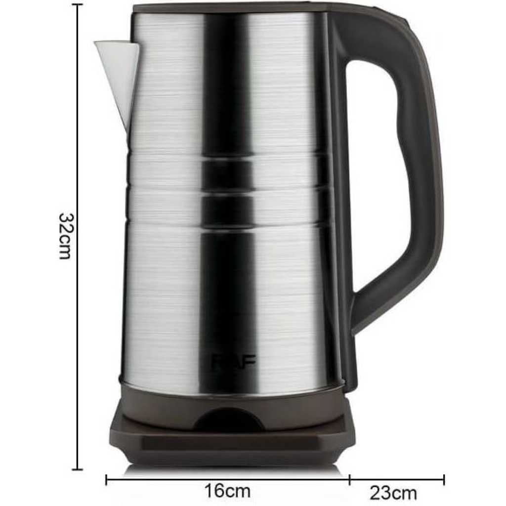 RAF Cross-border Stainless Steel 3.5L Automatic Large Capacity Multi-function Electric Kettle Over Heating Tea Boiler Pot- Silver