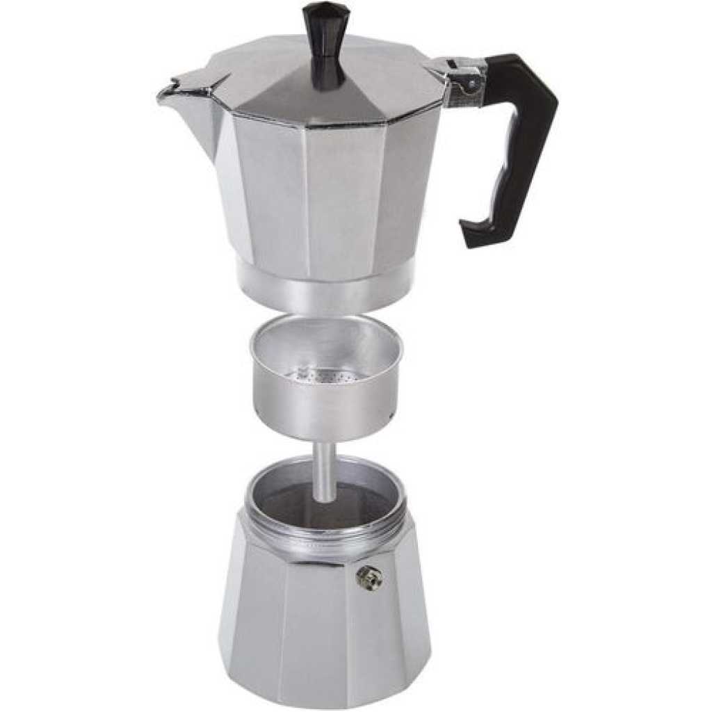 Moka Express Iconic Stovetop Espresso Maker, Makes Real Italian Coffee, Moka Pot 9 Cups (14 Oz - 420 Ml), Aluminium, Silver