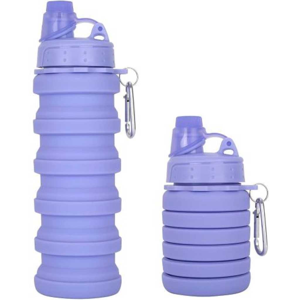 Reusable Silicone Collapsible Water Bottle, 750ml/25oz BPA-Free Large Capacity Foldable Silicone Water Bottle, Portable Leak-Proof Sports Water Bottle With Strap For Gym Sports Fitness Travel Camping Daily Hiking- Multicolor