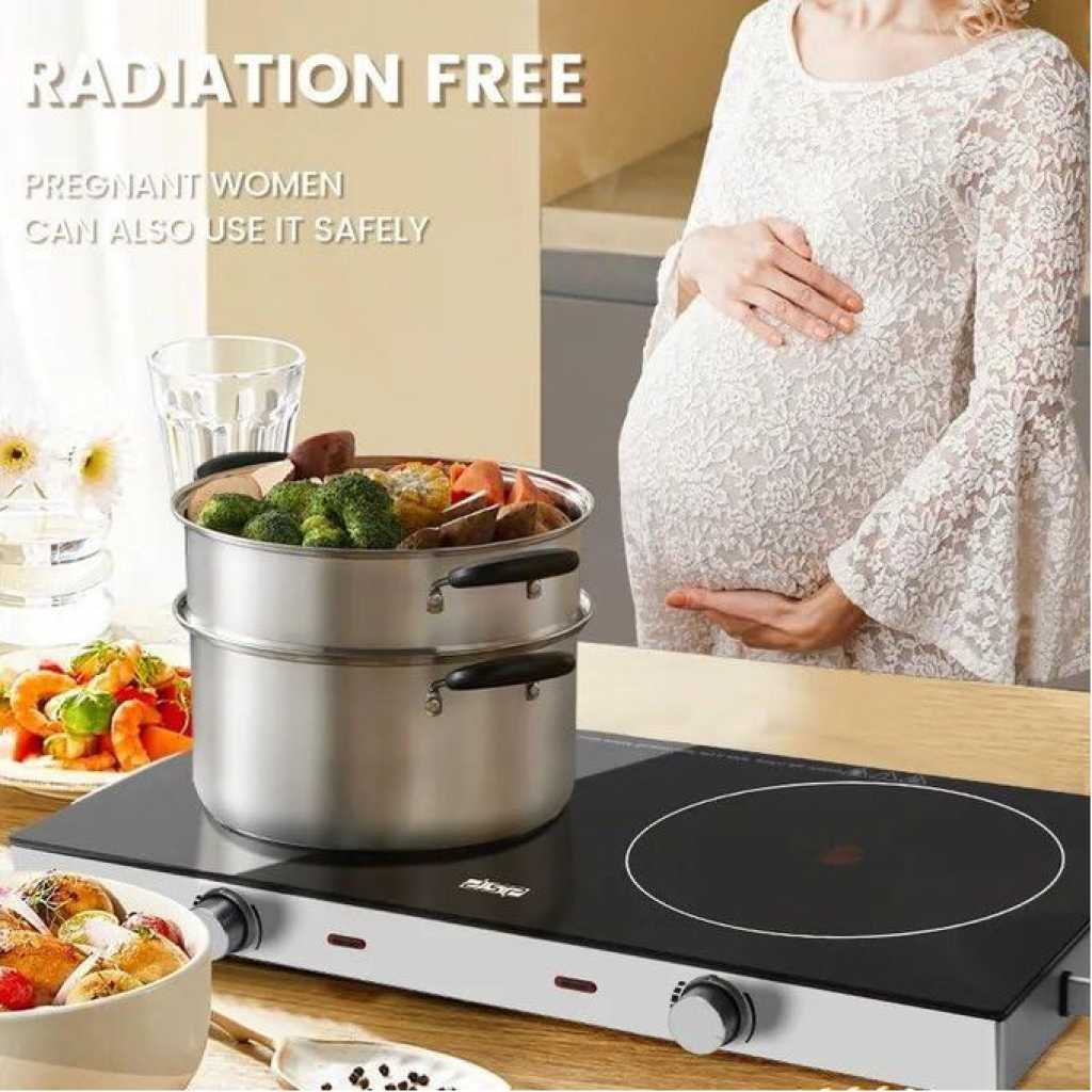 Dsp Double Seat Electric Infrared Cooker Induction Heater Ceramic Glass Plate LED Display Control Timer -Multicolor