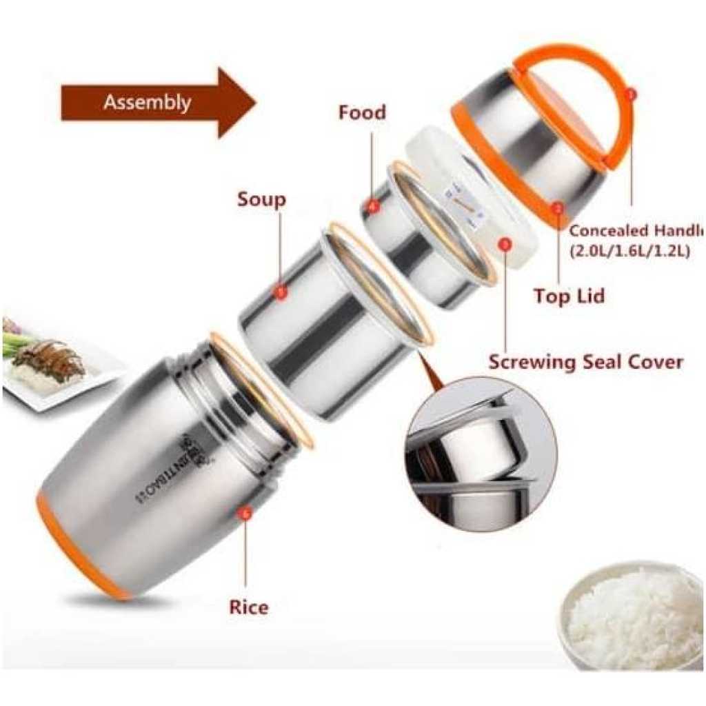 JINTBAO 1.2 Litre Stainless Steel Food Bottle Leakproof Vacuum Insulated Food Container Three Layers with Steel Food Jar Hot Food Flask Food Flask Insulated Lunch Box -Multicolor