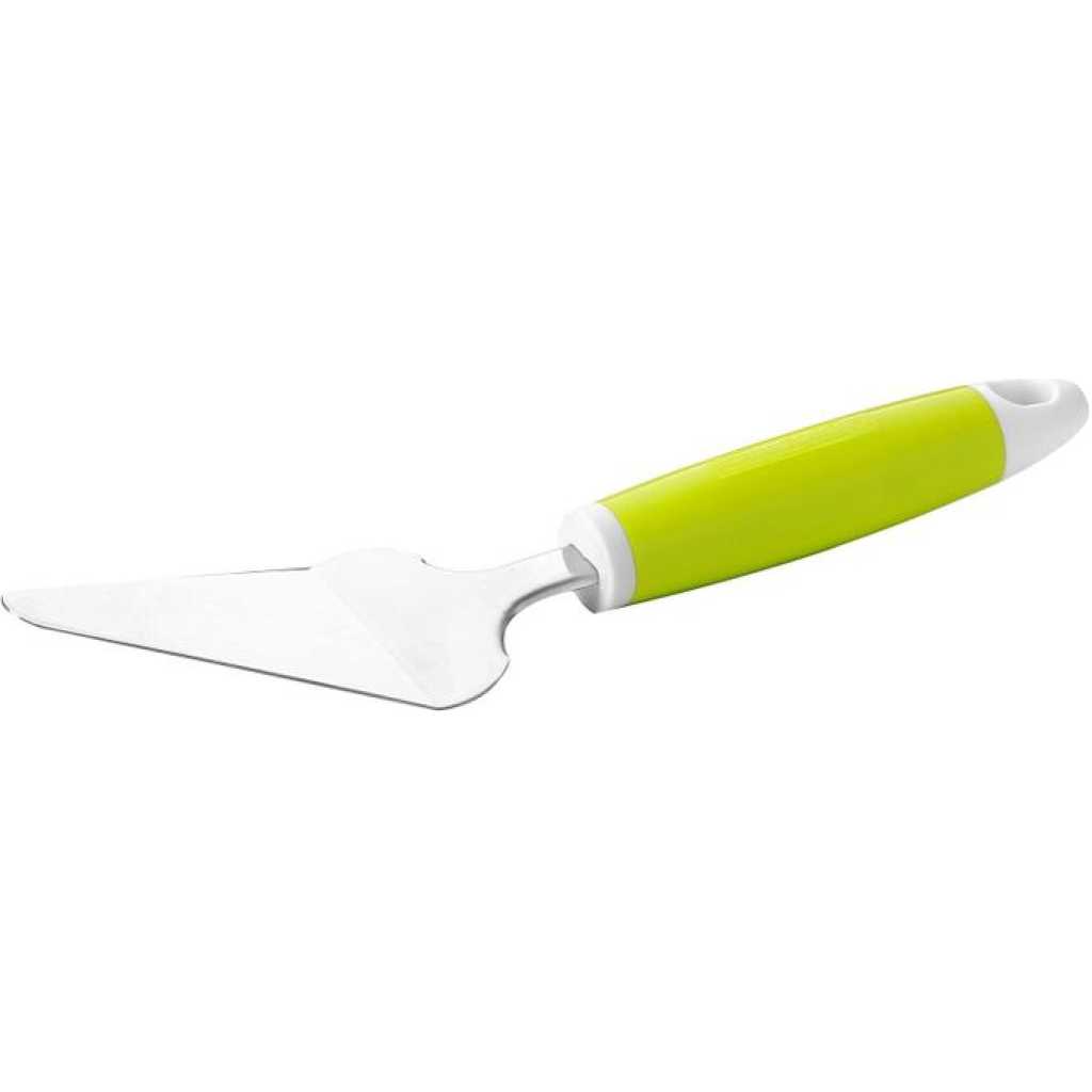 Royalford Stainless Steel Cake Server Turner Pie Cake Slicer & Lifter Server Beautiful Design With Soft-Grip Plastic Handle Gifts For Wedding, Anniversary, Engagement, Birthday Party. - Green