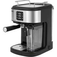 GEEPAS Espresso and Cappuccino Coffee Machine, Equipped with 20 Bar High Pressure Pump and Powerful Steam System, Makes Cappuccino, Lattes, Espresso, Macchiato, Mocha 1.5 L 1250 W GCM1215SA Silver/ Black