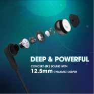 Jbl Tune 215BT, 16 Hrs Playtime with Quick Charge, in Ear Bluetooth Wireless Earphones with Mic, 12.5mm Premium Earbuds with Pure Bass, BT 5.0, Dual Pairing, Type C & Voice Assistant Support (Black)