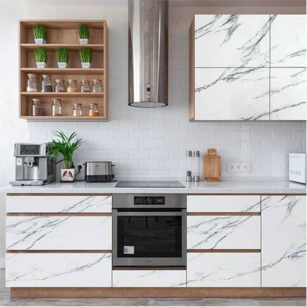 Self-Adhesive Wall Sticker Waterproof Anti Mode and Heat Resistant Drawer 60cm X 200CM Kitchen Oil Proof Foil Stickers Kitchen Backsplash Wallpaper - White Marble 03 (60cm X 200cm) -Multicolor