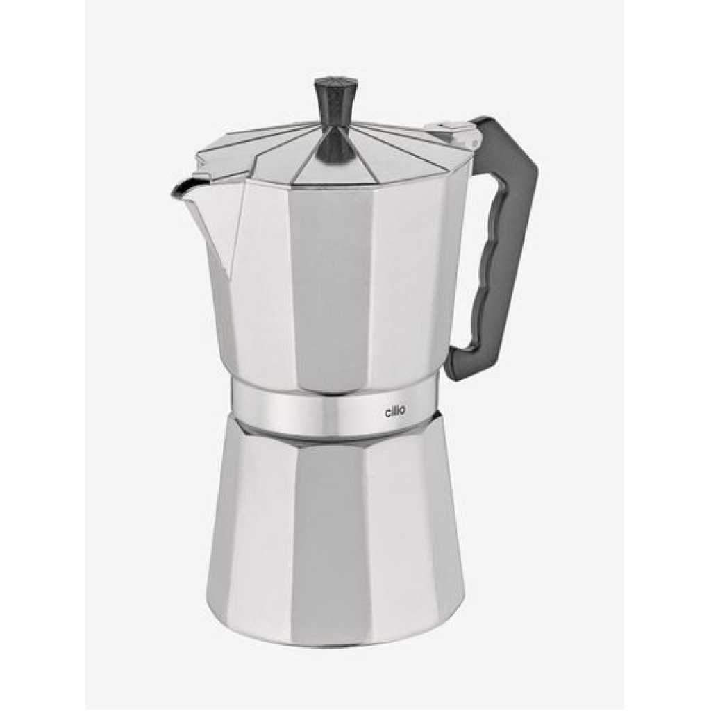 Moka Express Iconic Stovetop Espresso Maker, Makes Real Italian Coffee, Moka Pot 9 Cups (14 Oz - 420 Ml), Aluminium, Silver