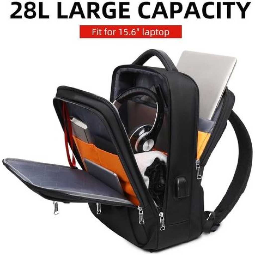 Wiersoon Backpack Laptop Waterproof 15.6 Inch Daily Work Business Backpack Men School back pack mochila Men's Backpack Female- Black